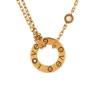 Cartier 2 Diamonds Love Pendant Necklace 18K Yellow Gold and Diamonds