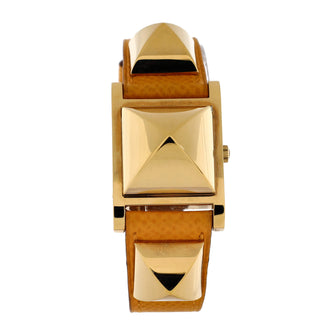 Hermes Medor Quartz Watch Plated Metal and Leather 23