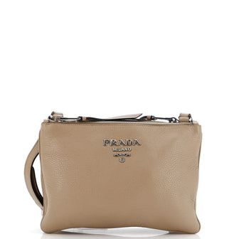 Prada Double Zip Crossbody Bag Vitello Phenix Small
