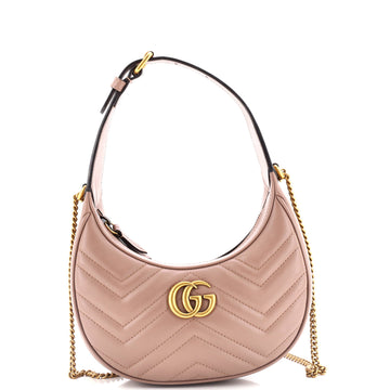 Gucci GG Marmont Half Moon Hobo Matelasse Leather Mini