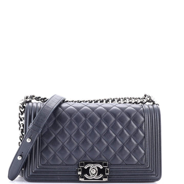Chanel Boy Flap Bag Quilted Lambskin Old Medium