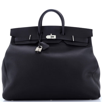 Hermes HAC Birkin Bag Black Togo with Palladium Hardware 50