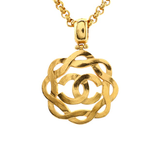 Chanel Vintage CC Round Pendant Long Necklace Metal
