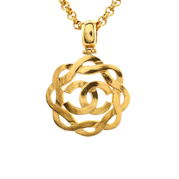 Chanel Vintage CC Round Pendant Long Necklace Metal