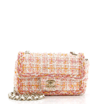 Chanel Classic Single Flap Bag Braided Quilted Tweed with Sequins Mini