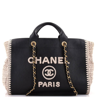 Chanel Deauville Tote Calfskin with Crochet Medium
