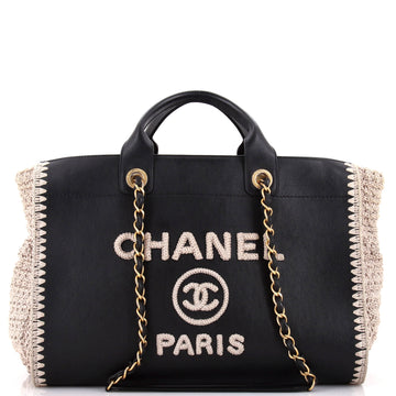 Chanel Deauville Tote Calfskin with Crochet Medium