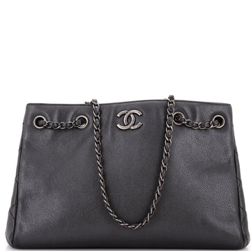 Chanel Woven Chain Shopping Tote Caviar Medium