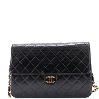 Chanel Vintage Clutch with Chain Quilted Leather Medium