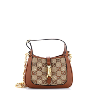 Gucci Jackie 1961 Chain Hobo Crystal Embellished GG Canvas Mini