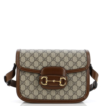 Gucci Horsebit 1955 Shoulder Bag GG Coated Canvas with Leather Small