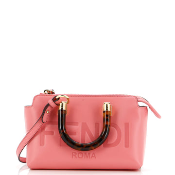 Fendi Logo By The Way Top Handle Bag Embossed Leather Mini