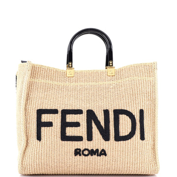 Fendi Sunshine Shopper Tote Woven Raffia Medium