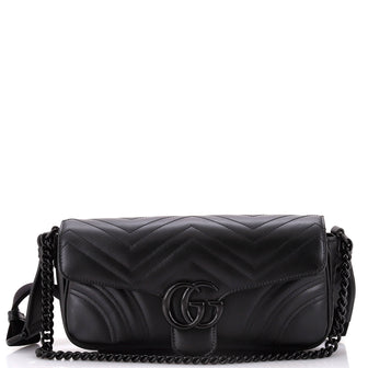 Gucci GG Marmont Monochrome Flap Bag Matelasse Leather Medium