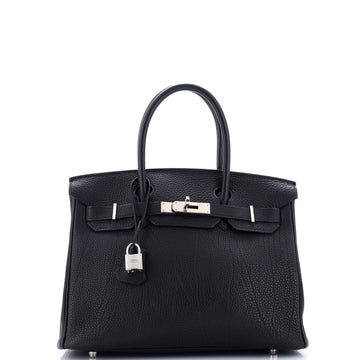 Hermes Birkin Handbag Black Togo with Palladium Hardware 30