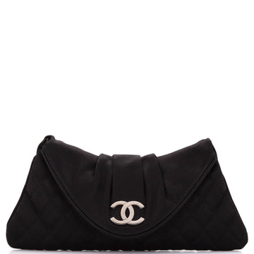 Chanel CC Half Moon Clutch Quilted Satin Small