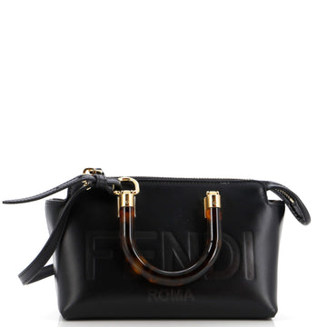 Fendi Logo By The Way Top Handle Bag Embossed Leather Mini
