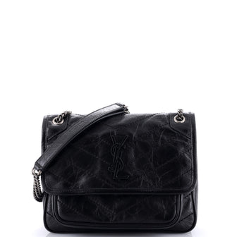 Saint Laurent Niki Chain Flap Bag Matelasse Chevron Leather Baby