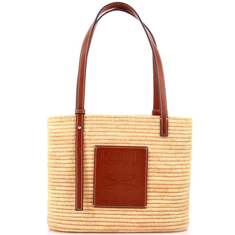 Loewe Square Basket Tote Woven Raffia Small