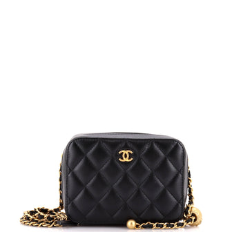 Chanel Pearl Crush Zip Around Vanity Case with Chain Quilted Lambskin Mini