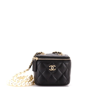 Chanel Vanity Case with Pearl Chain Quilted Lambskin Mini