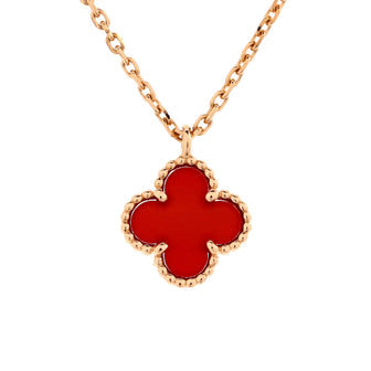 Van Cleef & Arpels Sweet Alhambra Pendant Necklace 18K Rose Gold and Carnelian