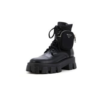 Prada Monolith Combat Boots Leather and Nylon