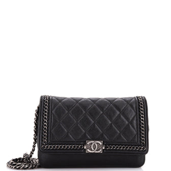 Chanel Chain Around Boy Wallet on Chain Quilted Aged Calfskin with Chain Detail
