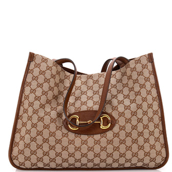 Gucci Horsebit 1955 Tote GG Canvas with Leather Medium