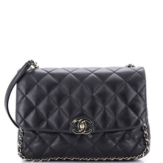 Chanel Chain Frame Enamel CC Flap Bag Quilted Lambskin Medium