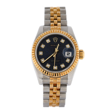 Rolex Oyster Perpetual Datejust Automatic Watch Stainless Steel and Yellow Gold with Diamond Markers 26