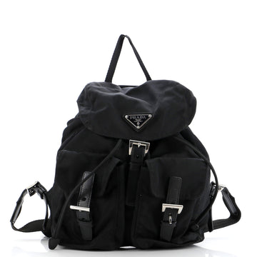 Prada Vela Double Front Pocket Backpack Tessuto with Saffiano Leather Small