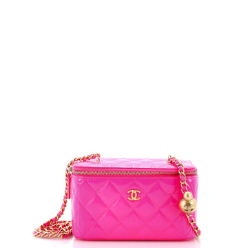 Chanel Pearl Crush Vanity Case with Chain Quilted Patent Small