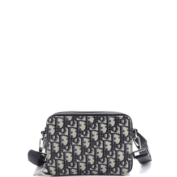 Christian Dior Double Zip Crossbody Pouch Oblique Canvas