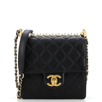 Chanel Chic Pearls Flap Bag Quilted Lambskin Mini
