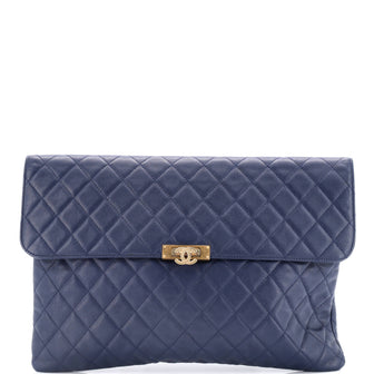 Chanel Golden Class O Case Clutch Quilted Caviar Large