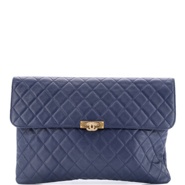 Chanel Golden Class O Case Clutch Quilted Caviar Large