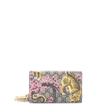 Gucci Chain Wallet Bengal Print GG Coated Canvas