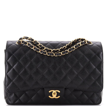 Chanel Classic Double Flap Bag Quilted Caviar Jumbo
