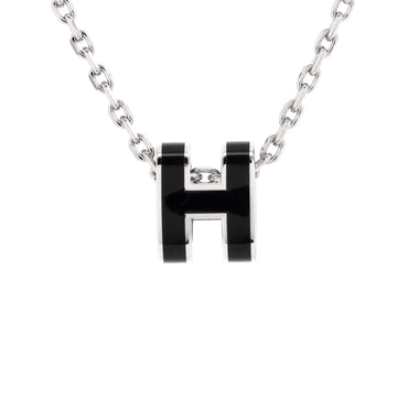 Hermes Pop H Pendant Chain Necklace Metal and Enamel Mini
