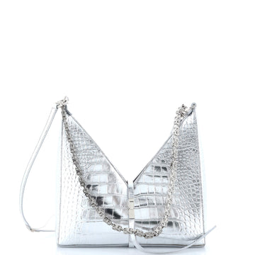 Givenchy Cut Out Shoulder Bag Crocodile Embossed Leather Small