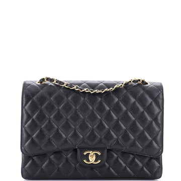 Chanel Classic Double Flap Bag Quilted Caviar Maxi