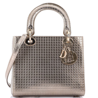 Christian Dior Lady Dior Bag Micro Cannage Metallic Calfskin Medium