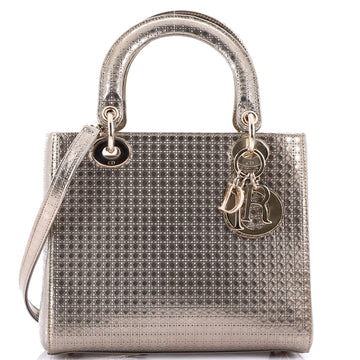 Christian Dior Lady Dior Bag Micro Cannage Metallic Calfskin Medium