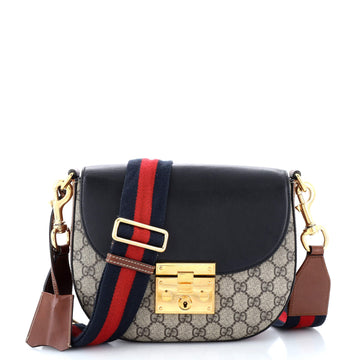 Gucci Padlock Saddle Shoulder Bag GG Coated Canvas and Leather Medium