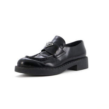 Prada Women's Triangle Logo Loafers Spazzolato Leather