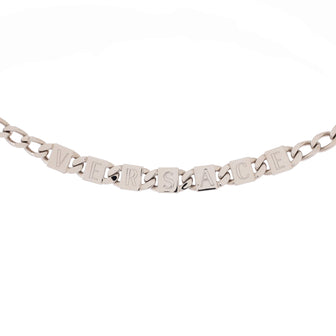 Versace Logo Letters Tile Chain Link Necklace Metal