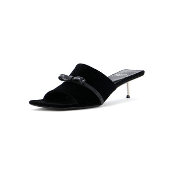 Gucci Women's Bow Slide Heeled Sandals GG Velvet