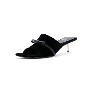 Gucci Women's Bow Slide Heeled Sandals GG Velvet
