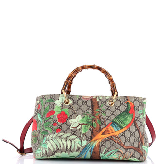 Gucci Bamboo Shopper Tote Tian Print GG Coated Canvas Medium